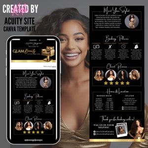 Acuity Scheduling Template Hair Stylist Gold, Hair Acuity Template, Template Hairstylist, Canva Template, Acuity Website, Website Design