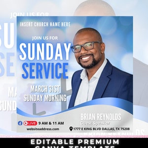 Church Flyer, Church Service Flyer, Premade Church Flyer, Prayer Conference Flyer, Canva Template, Guest Speaker Flyer, Religious Invite