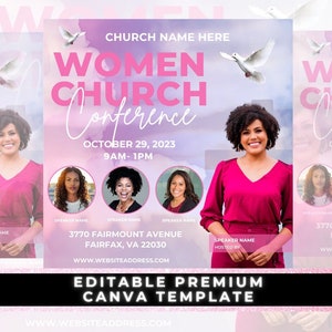 Women Conference Flyer, Women Conference Program, Women Empowerment, Church Flyer, Womens Day, Church Conference Template, Canva Template