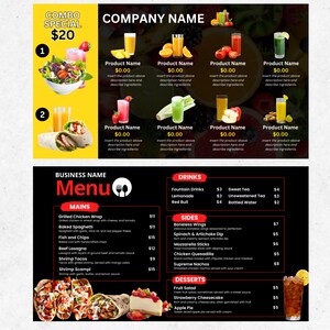 Food Menu Bundle, Menu Template, TV Menu Board, TV Menu Template, Food ...