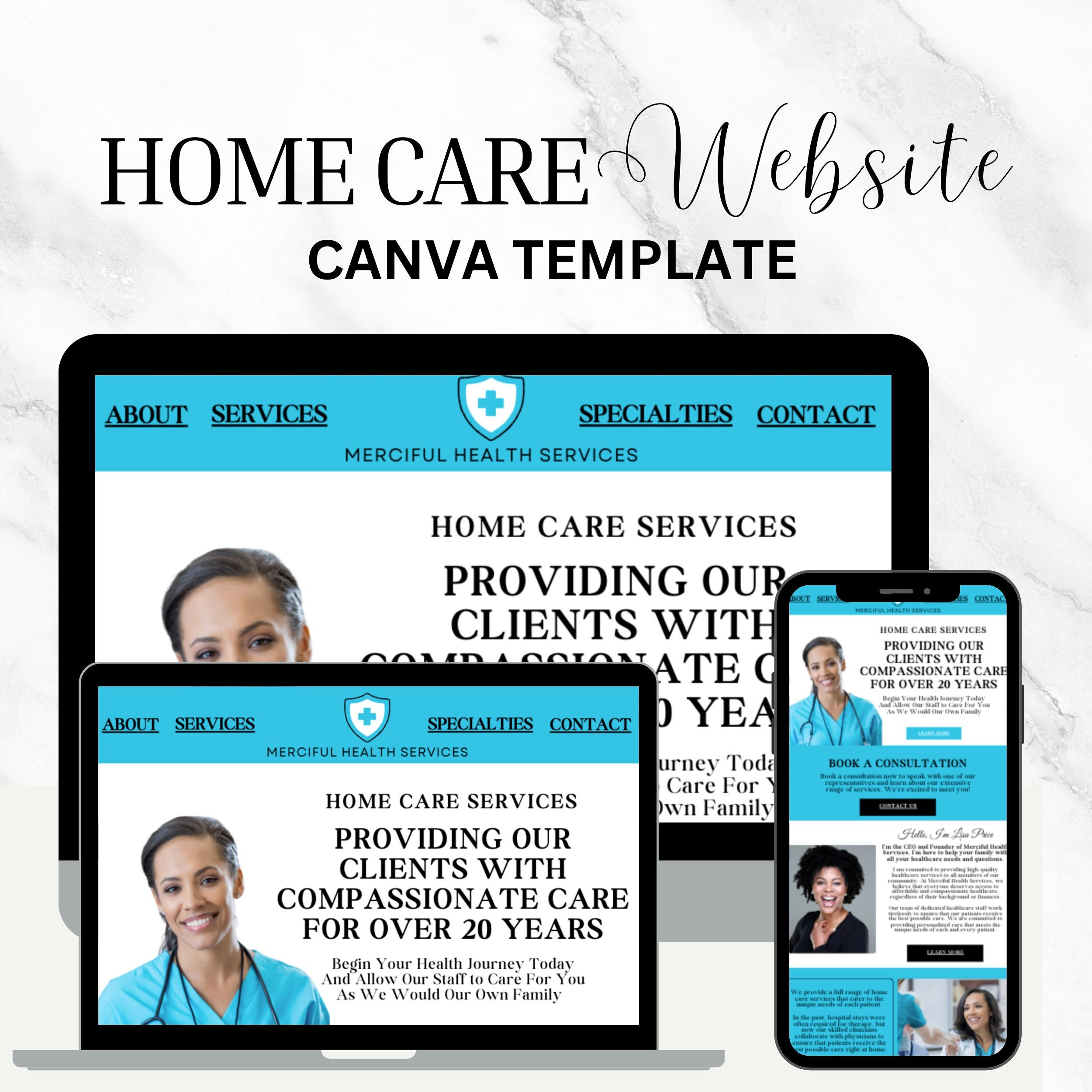Home Care Website Template, Home Care Business, Website Template Canva Home Care Website Template, Home Care Business, Website Template Canva