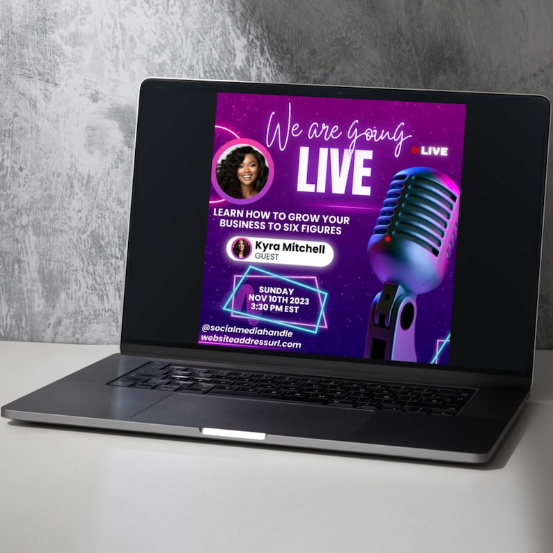 Flyer Podcast, Live-flyer, Livestream-flyer, Youtube-mall, Färdig Live-flyer, Podcast-flyer, Instagram-mall, Canva-mall bild 2