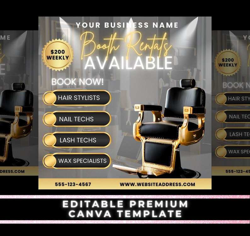 Booth Rental Flyer, Booth Rent Flyer, Hair Salon Flyer, Hair Stylist ...