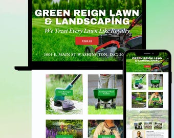 Sitio web de cuidado del césped, sitio web de césped, plantilla para negocio de cuidado del césped, corte de césped, plantilla de sitio web, sitio web personalizado, negocio de paisajismo