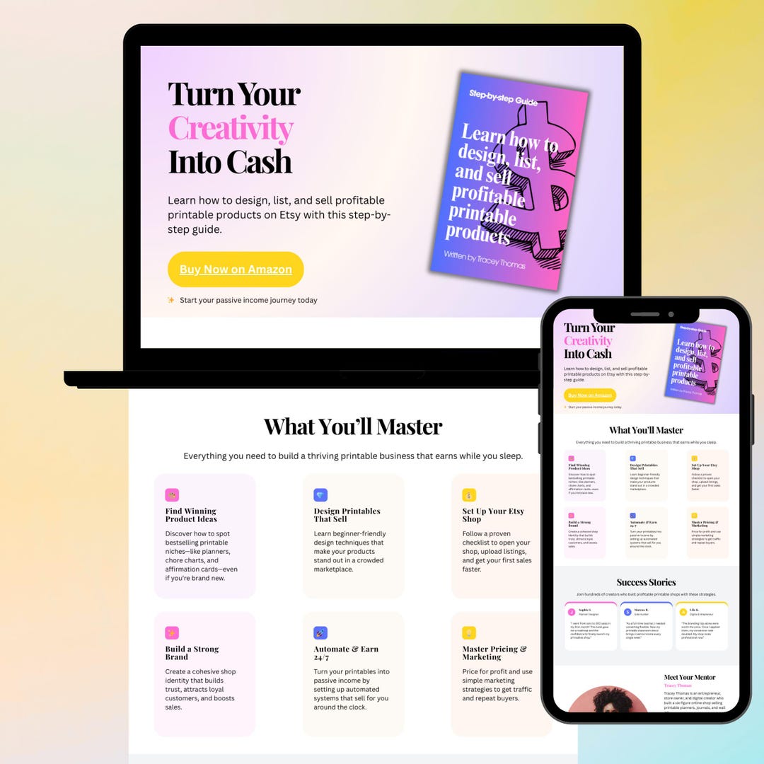 Ebook Sales Page, Canva Template, Canva Website Template, Sales Page ...