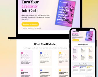 eBook Sales Page, Canva Template, Canva Website Template, Sales Page Canva, Sales Page Template, Landing Page, Funnel Sales, Book Promotion