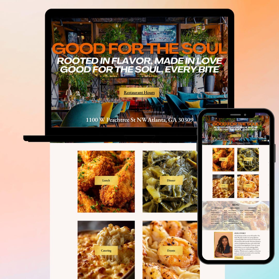 Restaurant Website Template Canva: Soul Food Menu Design (instant ...