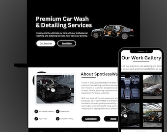 Car Wash Detailing Website, Car Wash Business Website, Car Washes, Business Car-Wash, Carwash Template, Car Washing, Canva Website Template
