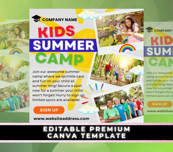 Kids Summer Camp, Summer Camp Flyer, Childcare Flyer,  Kids Flyer, After School Program, Childcare Provider, Camp Flyer, Bible School