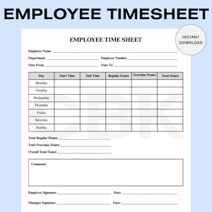 Zeittabelle der Mitarbeiter, Zeitkarte für Mitarbeiter, Stundenzettel täglich, druckbare Stundenzettel, Stundenzettel PTO, wöchentliche Stundenzettel, Zeittracker, Small Business