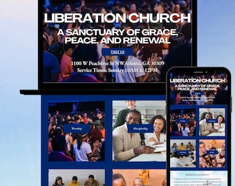 Church Website Template: Editable Canva Design (Digital Download)