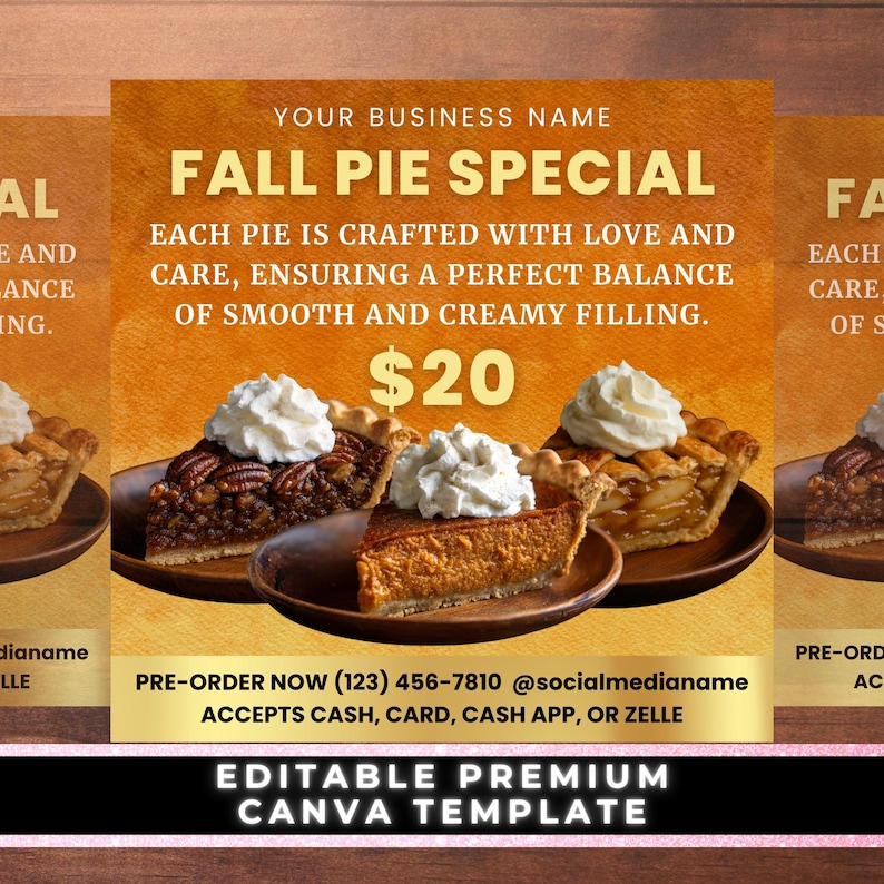 Pie Special, Fall Special, Pie Flyer, Fall Bake Sale, Fall Bakery ...