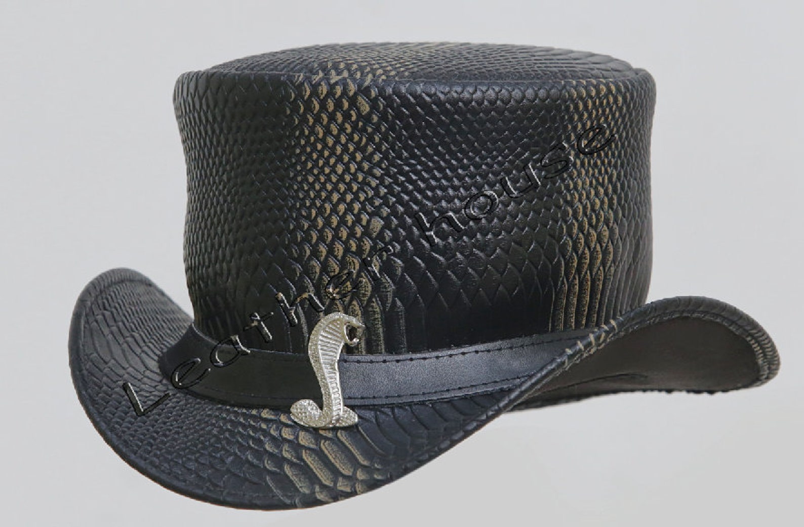 Mens Top Hat King Cobra Played Wax Leather Cobra Snap top hat Etsy