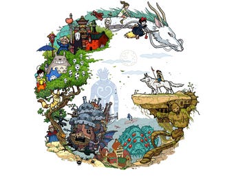 Vintage Ghibli Studio Png, Ponyo Ghibli Studio Png, Ghibli png, My Neighbor Totoro png, PNG, Princess Mononoke png, Kikis Png