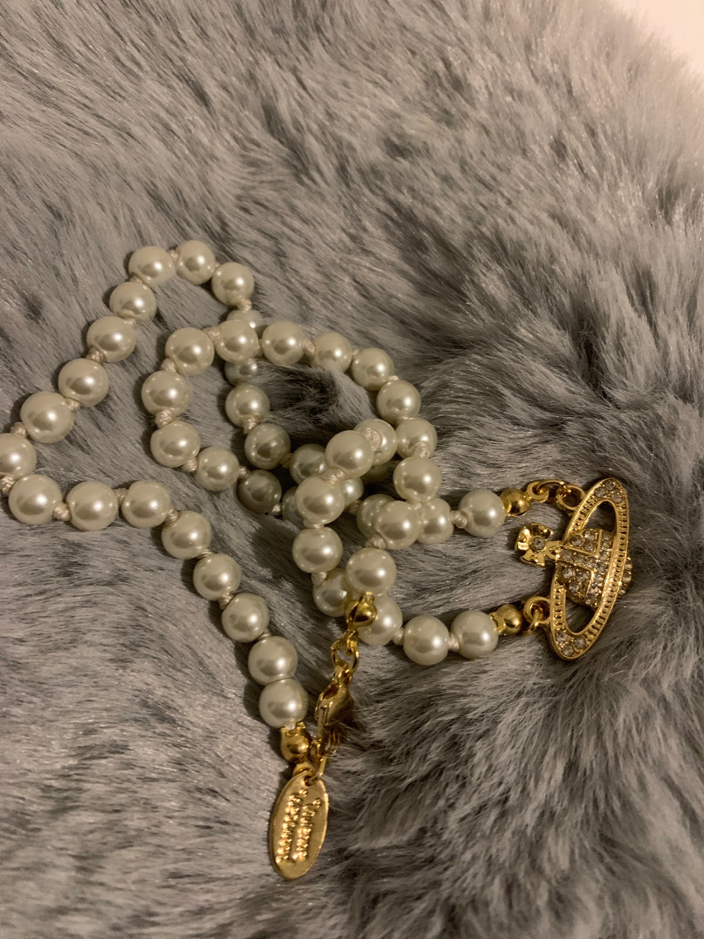 Saturn Pearl Necklace Gold Orb Pearl Choker Necklace Saturn Etsy