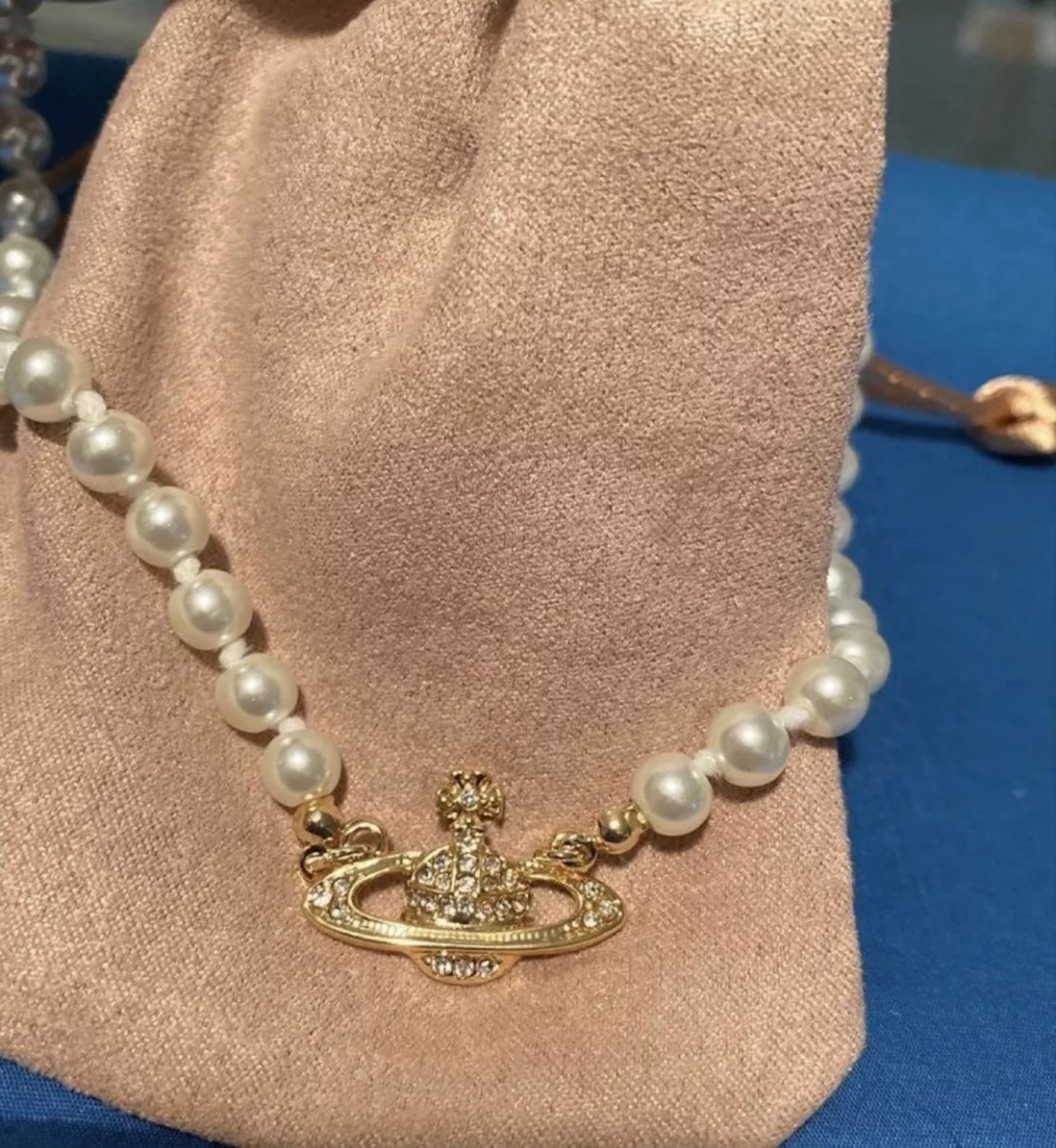 Saturn Pearl Necklace Gold Orb Pearl Choker Necklace Saturn Etsy