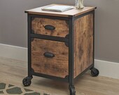 2021 PREMIUM VINTAGE Weathered Pine Finish 2 Drawer Rustic Country File Cabinet End table Console Table Night Stand Living Room Furnitures