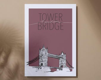 Tower Bridge London Print | Vintage Landmark Wall Art (Digital Download)