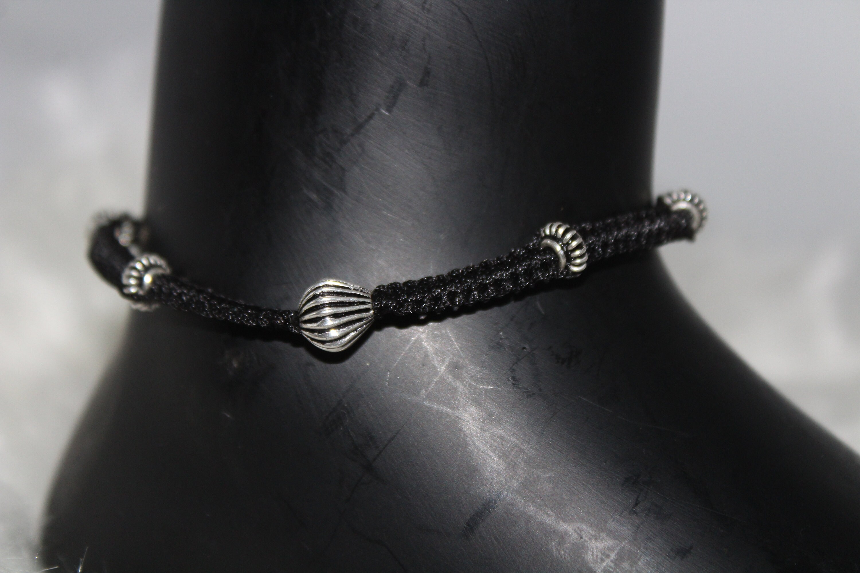 925 Silver Oxydized Thread Anklet Black Thread Anklet Etsy
