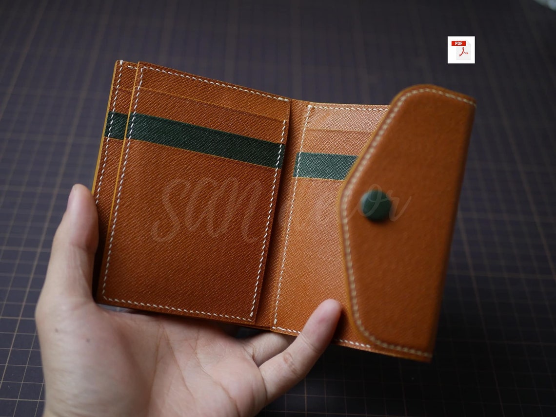 PDF Pattern Leather Tri Fold Wallet Leather DIY Leather Etsy