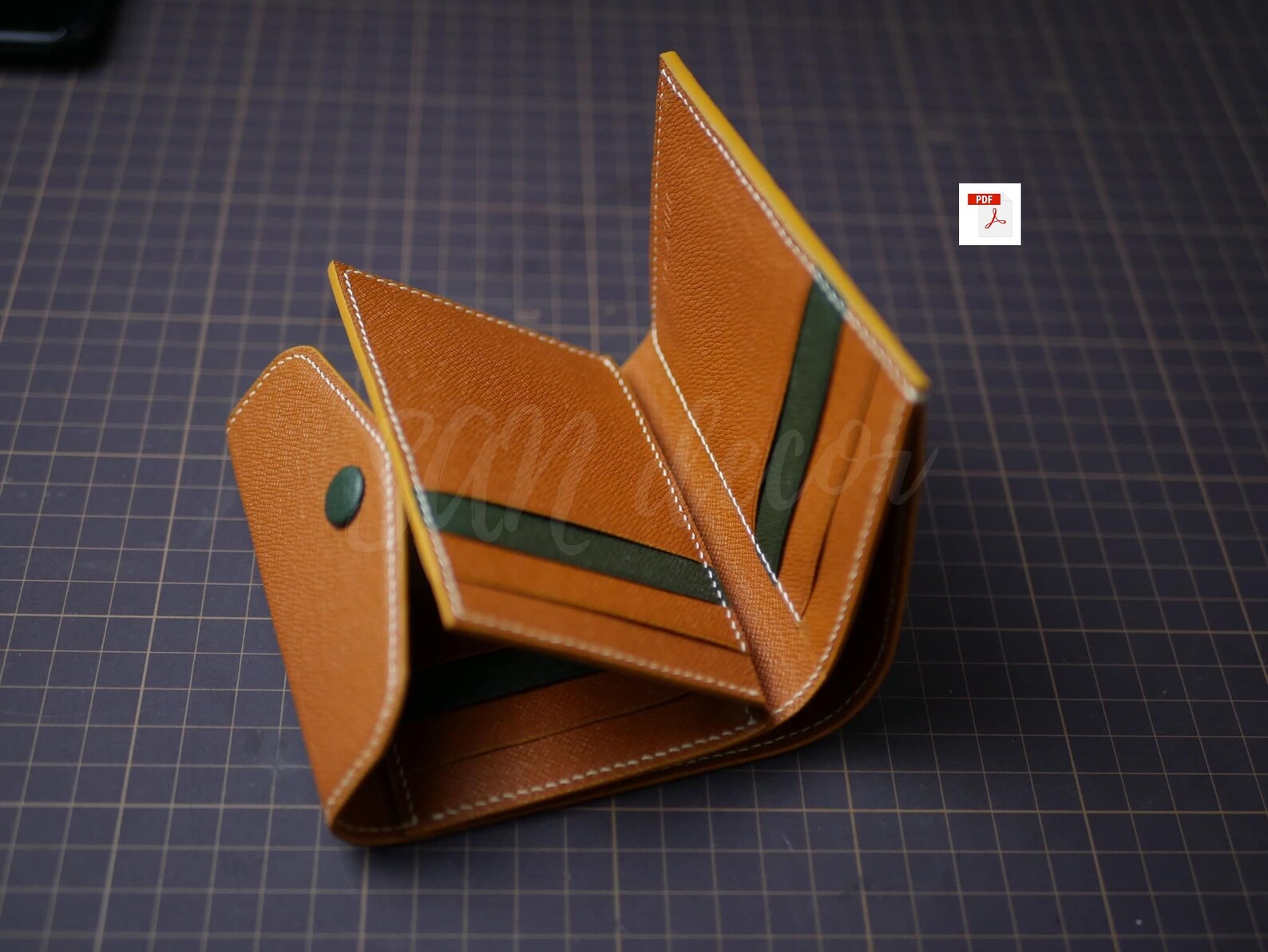 PDF Pattern Leather Tri Fold Wallet Leather DIY Leather Etsy