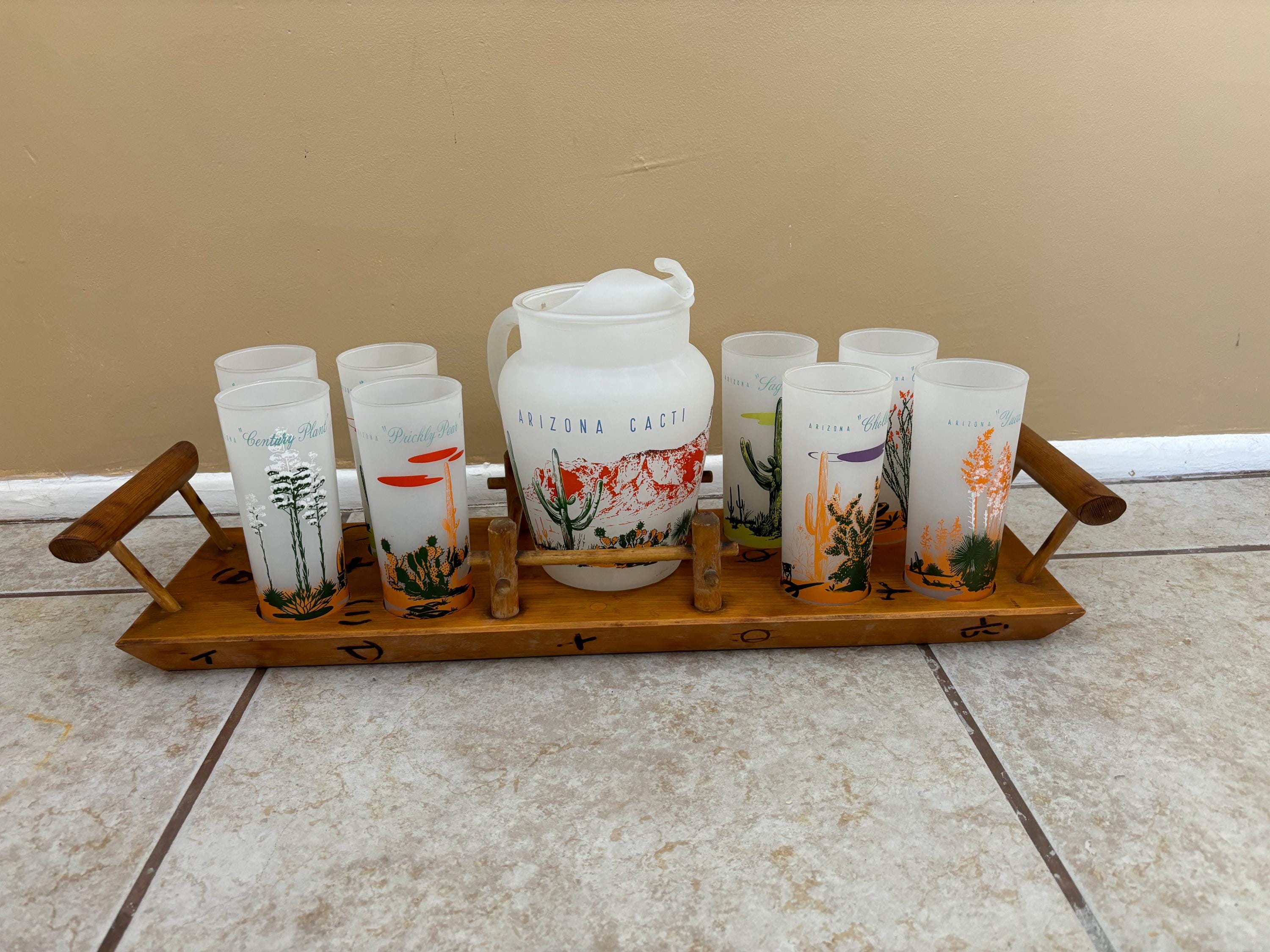 Blakely Arizona Cactus Glasses and Pitcher COMPLETE SET - Etsy