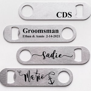 Personalized Engraved Stainless Steel Beer Bottle Opener for Weddings or Parties