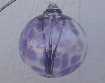 February Birthstone ornament Amethyst | 3.5 Handblown wish ball | Purple ornament. Glass witch ball.  friendship orb | Woman owned business