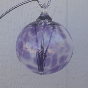 February Birthstone ornament Amethyst | 3.5 Handblown wish ball | Purple ornament. Glass witch ball.  friendship orb | Woman owned business