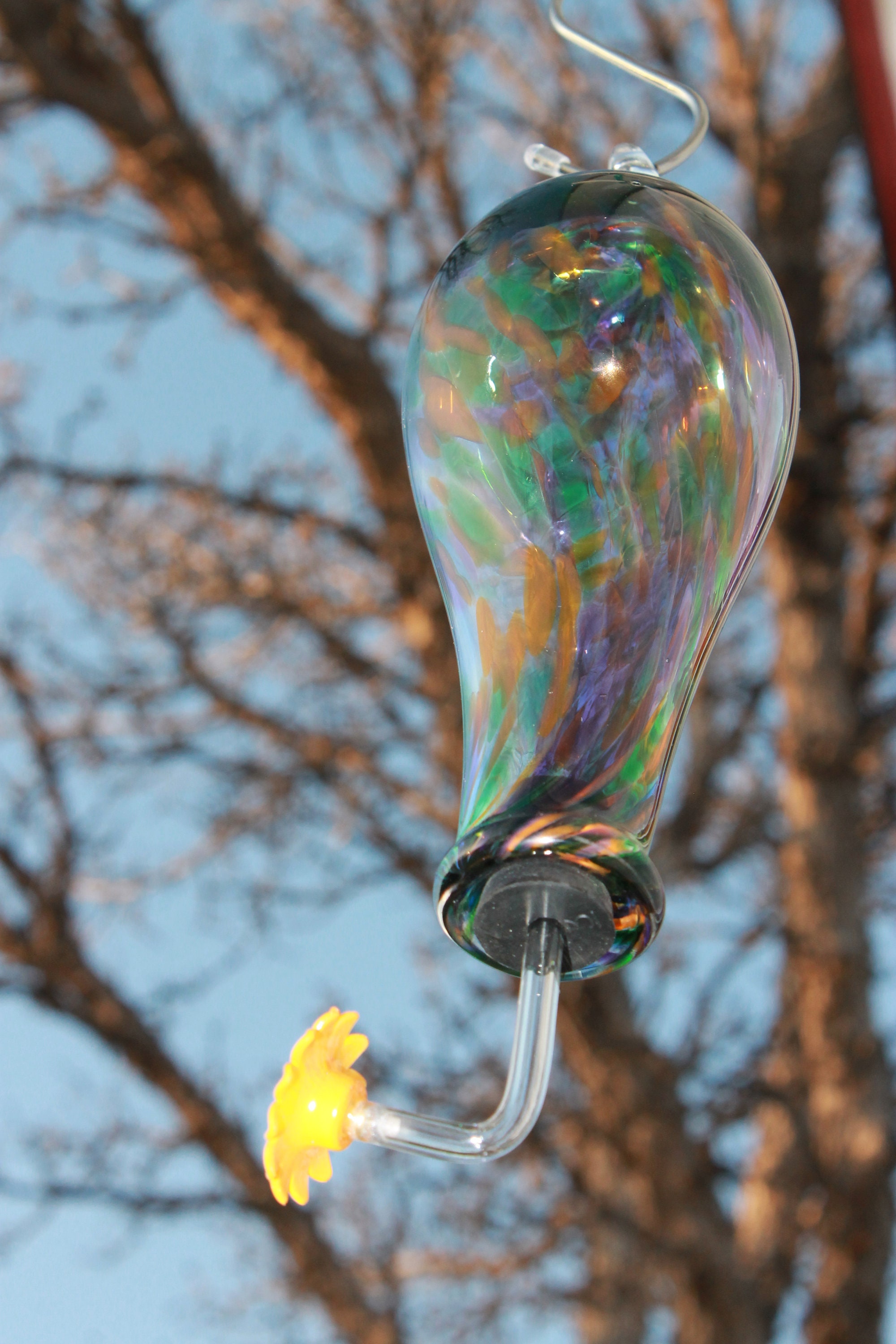 NEW Hummingbird feeder. blown glass hummingbird feeder. Etsy