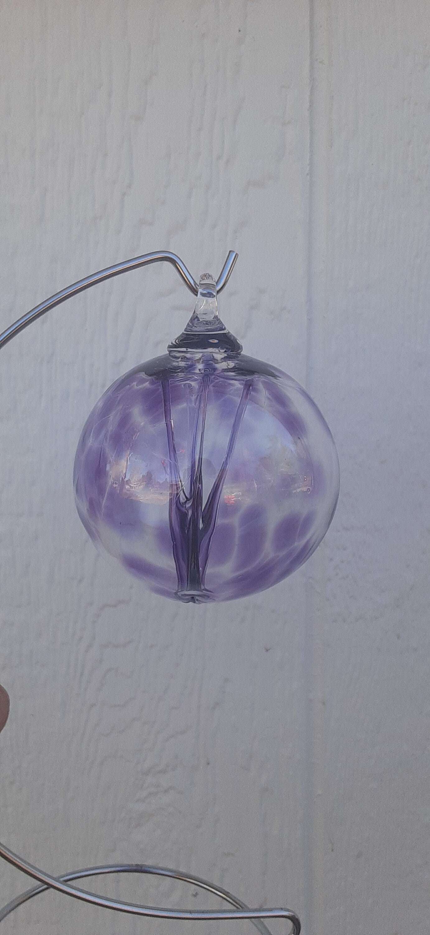 Amethyst Wish Ball Ornament: Handblown Glass Witch Ball (3.5 inch)