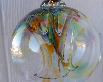 Hand Blown Glass Witch Ball: Forest Colors, Friendship Orb, Made in USA