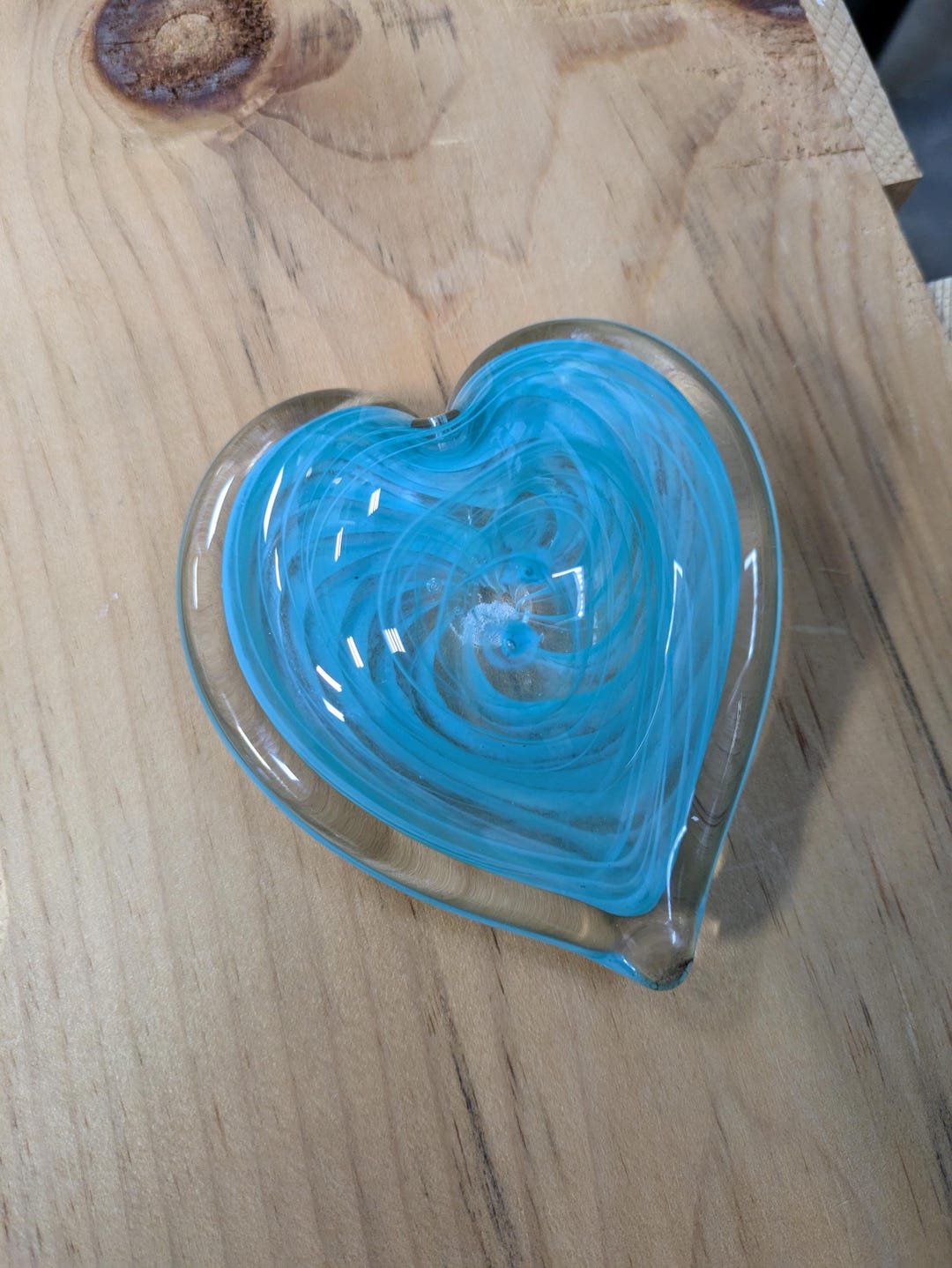Hand Paperweight Hand Blown Heart Paperweight for Valentines Day |gifts | Blue Glass ...