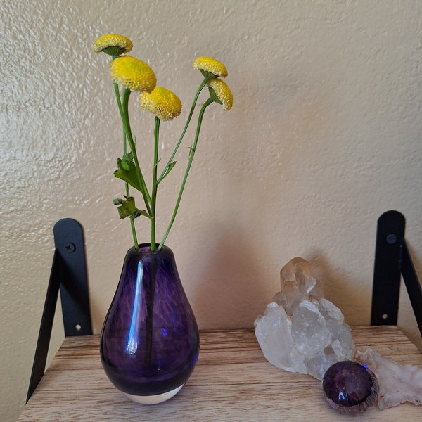 Hand blown glass bud vase in beautiful amethysts | flower vase | minimalist style |  crafted in USA | spring gifts