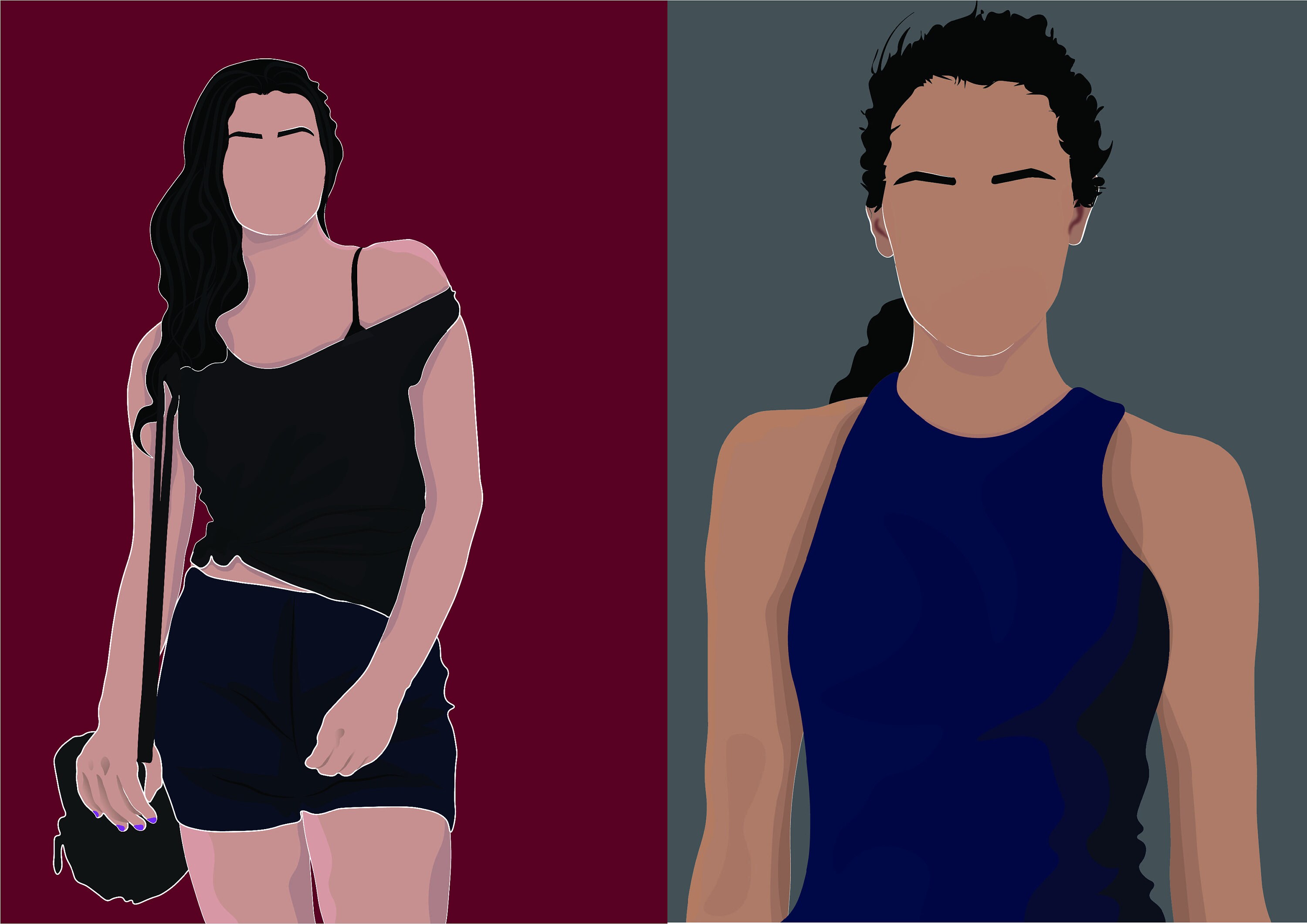 Custom Minimalist Faceless Portrait Portrait Illustration | Etsy