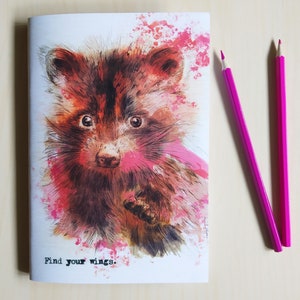 Quaderno Fatto a Mano/ Handmade A5 "Pink Raccoon" A4 o A5