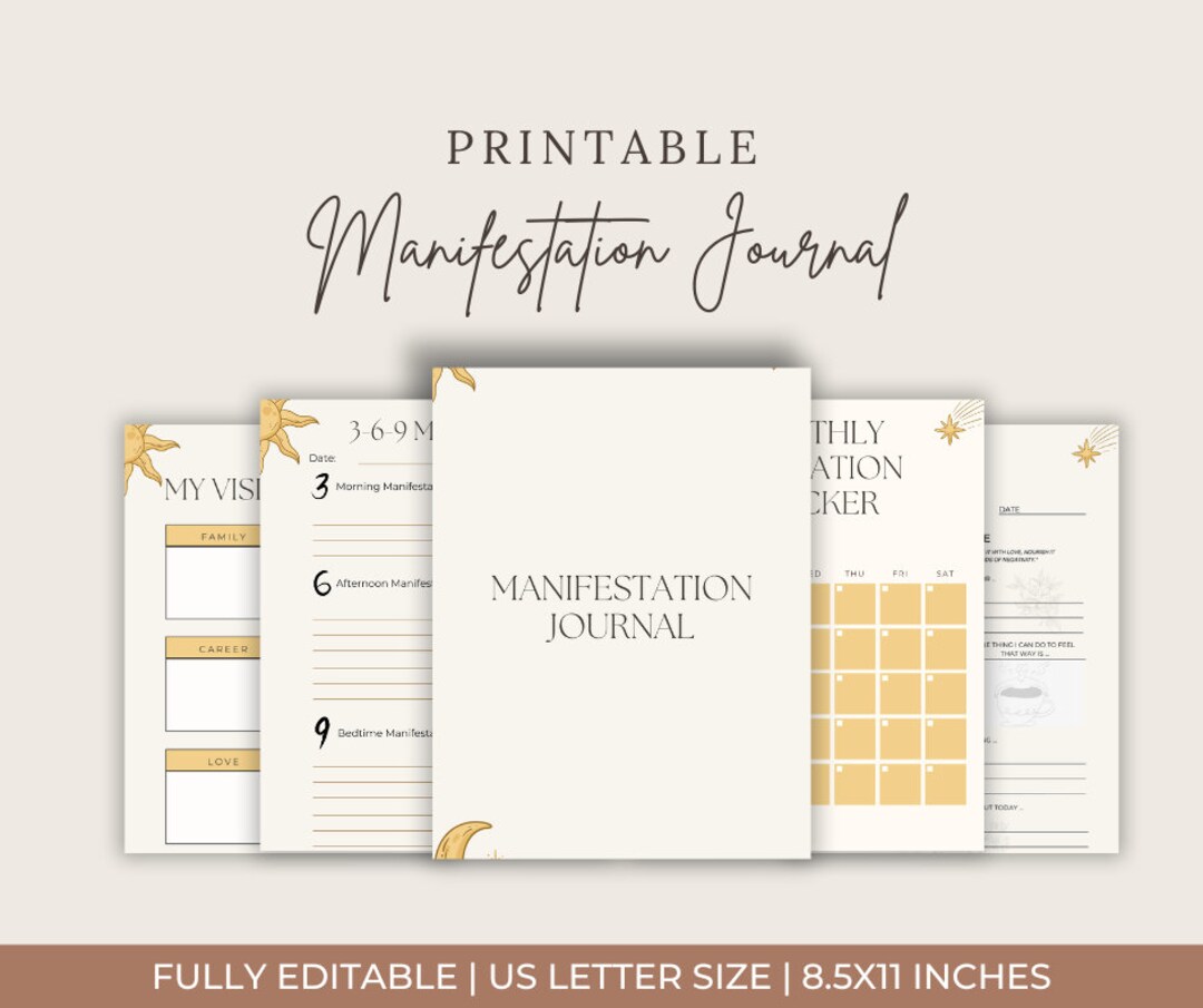 Editable Manifestation Journal, 12-page Digital Planner, Canva Template ...