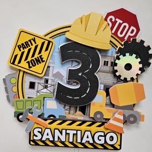 Construction 3D Cake Topper/ Construction Theme Party Decor/ Construction Birthday Cake Topper
