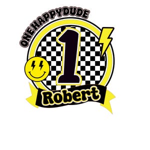 One Happy Dude cake topper/Smiley Face cake topper/Retro Cake topper