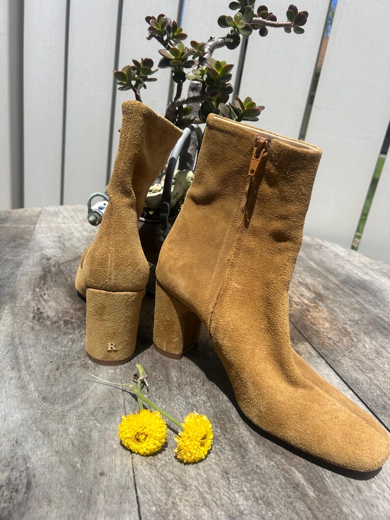 Authentic Rouje Paris Ankle Boots Suede Camel Sz 37 or 7 chic image 3