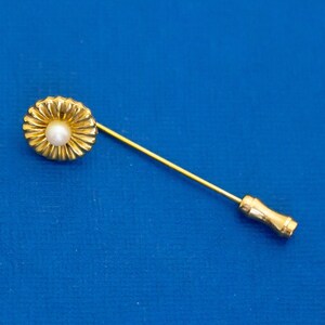 Sunflower Stick Pin, Faux Pearl Stick Pin, Gold Tone Stick Pin, Art Nouveau Stick Pin, Elegant Stick Pin D33