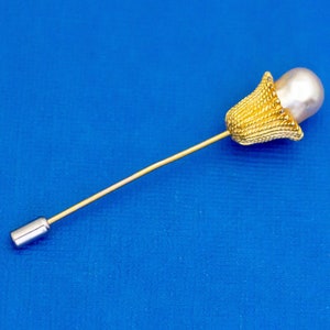 Vintage Stick Pin, Gold Tone Stick Pin, White Faux Pearl Stick Pin, Elegant Stick Pin, Made by Avon - D34