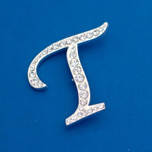 Broche vintage initial T Rhinestones broche - D30