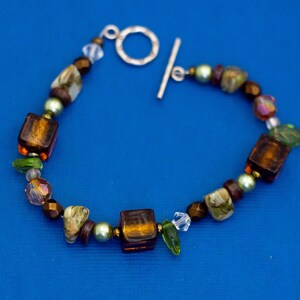 8 1/2 inch, Vintage Beaded Bracelet, Glass Stone Metal Plastic Beads Bracelet, Bohemian Bracelet, Hippie Bracelet - D3