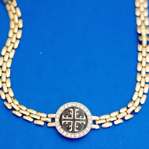 20 Zoll, Vintage Halskette, Gold-Ton-Halskette, Gliederkette, Brick Stone Links Halskette - D34