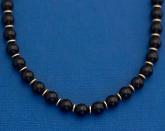 Vintage Necklace Gift For Her,BE1 Beaded Necklace Vintage Beaded Necklace Goth Necklace Gothic Necklace 25 Inch Black Beaded Necklace