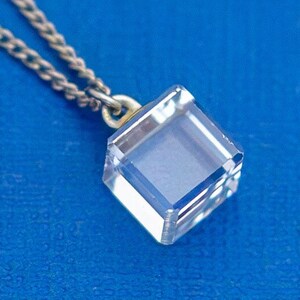 15 1/2 inch, Vintage Choker Necklace, Chain Necklace, Art Deco Necklace, Square Faux Gem Necklace, Glass Necklace - D1