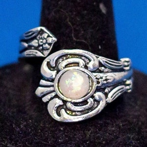 Size 11, Vintage Ring, Silver Tone Ring, White Faux Pearl Ring, Edwardian Ring, Wrap Ring, Edwardian Ring - D34