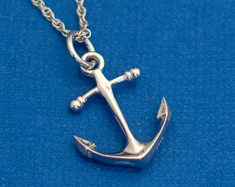 18 Inch Sterling Silver Anchor Necklace - D25