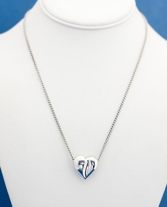 18.5", Silver Heart necklace, Heart Necklace, Lov… - image 2